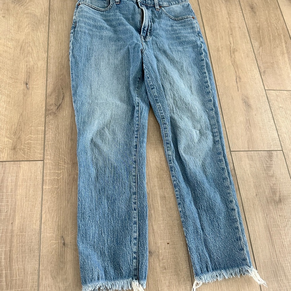 Madewell Perfect Vintage Jean Ankle Cropped Jeans with Frayed Hem, 30